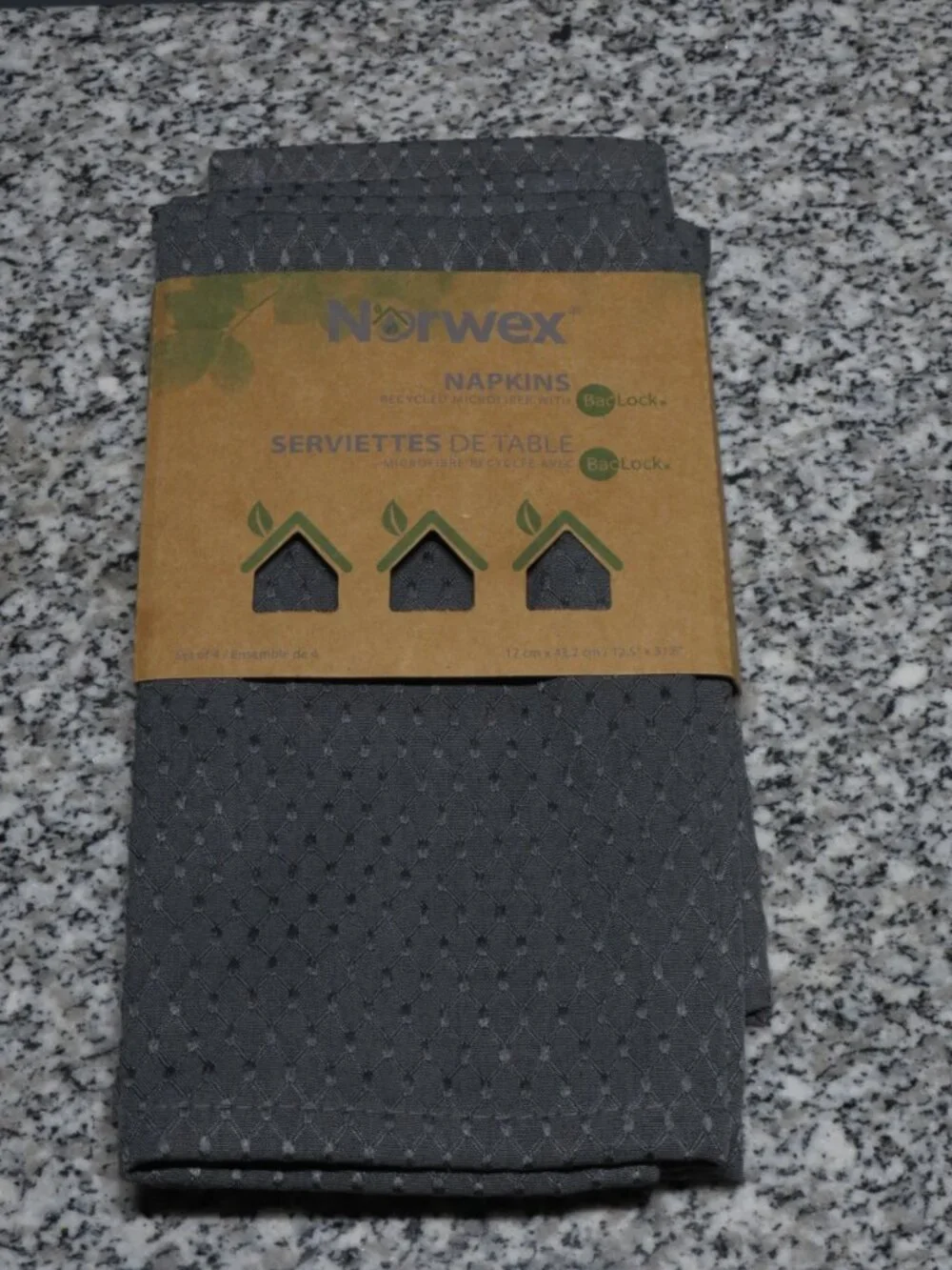 NEW Norwex Napkins Gray Set of 4 Recycled Microfiber with BacLock
